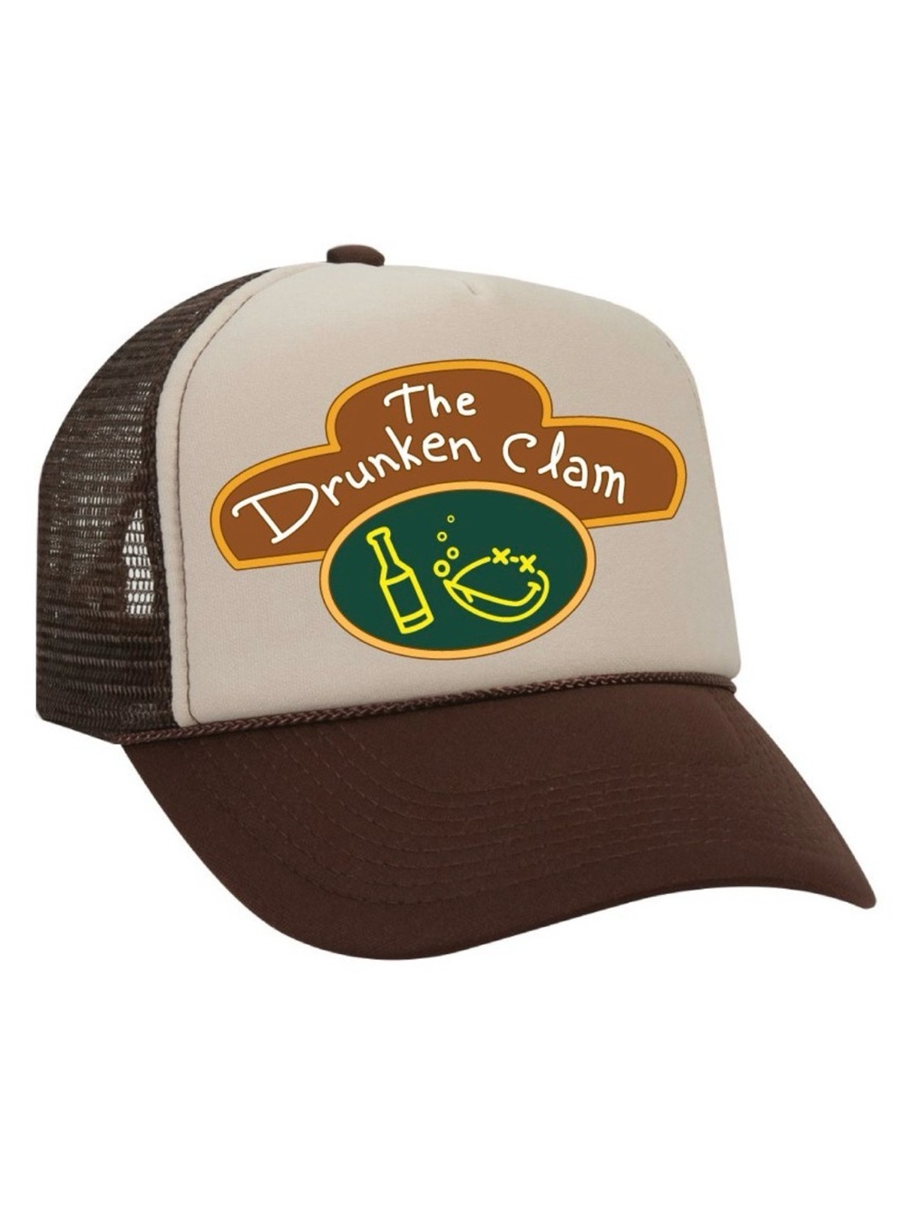 OTTO Brown and Cream Trucker Hat with The Drunken Clam Logo